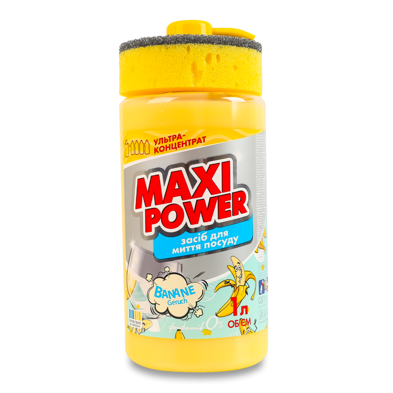 Засіб д/миття посуду Banane 1000мл з дозатором Maxi Power