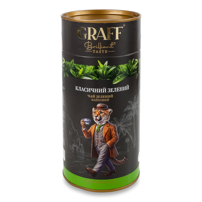 Чай Класичний зелений байховий 80г тубус Graff