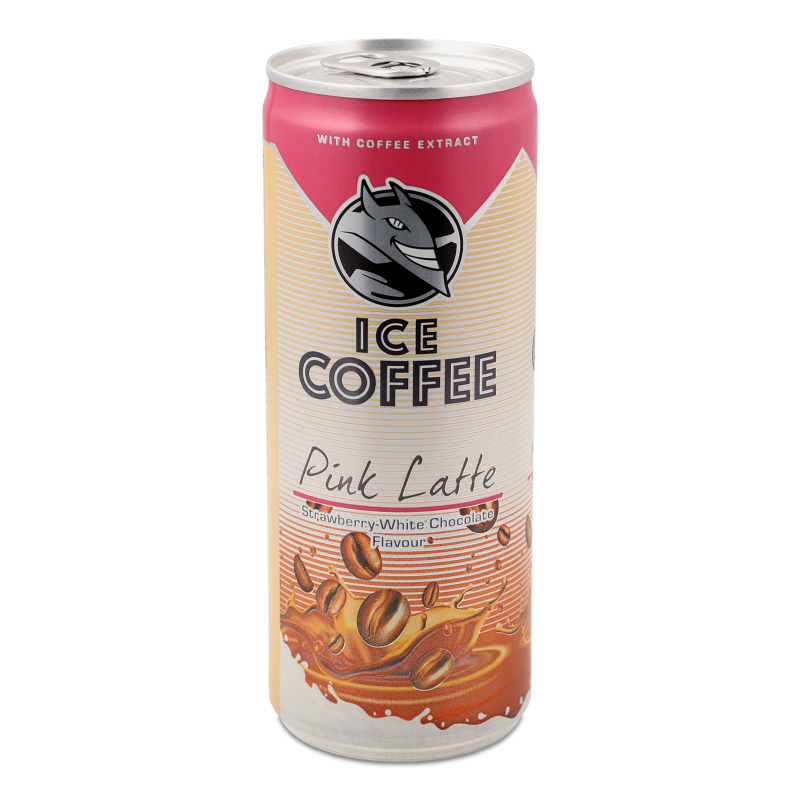 Напій Ice Coffee Pink Latte з смаком полуниці та білого шоколаду ультрастеризований 250мл ж/б Hell