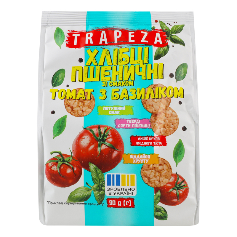 はら Хлебцы пшеничные Томат с базиликом Trapeza м/у 90г Trapeza
