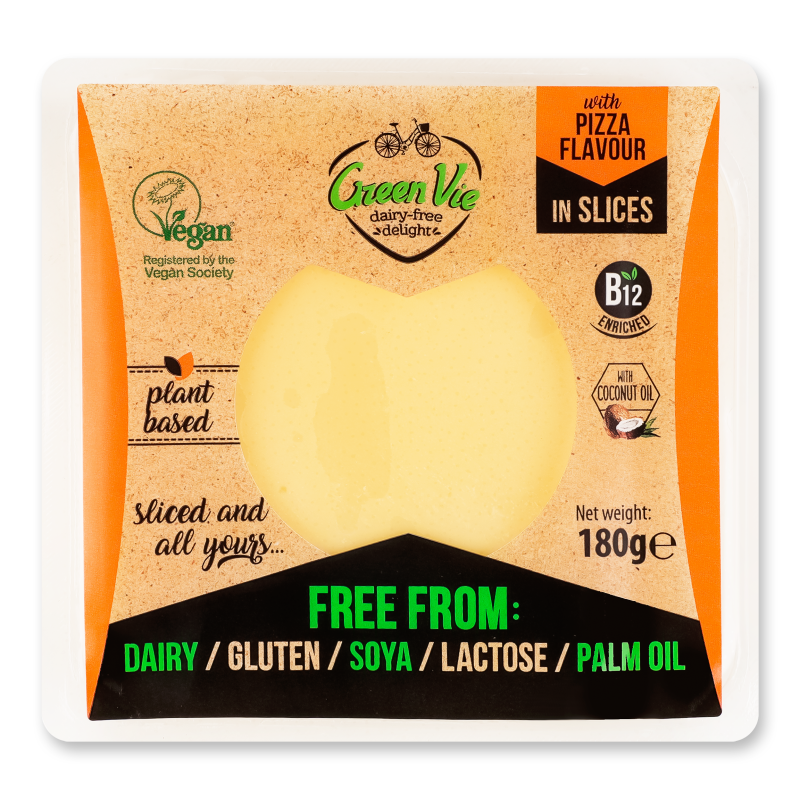 Сир рослинний д/піци нарізка 180г Green Vie