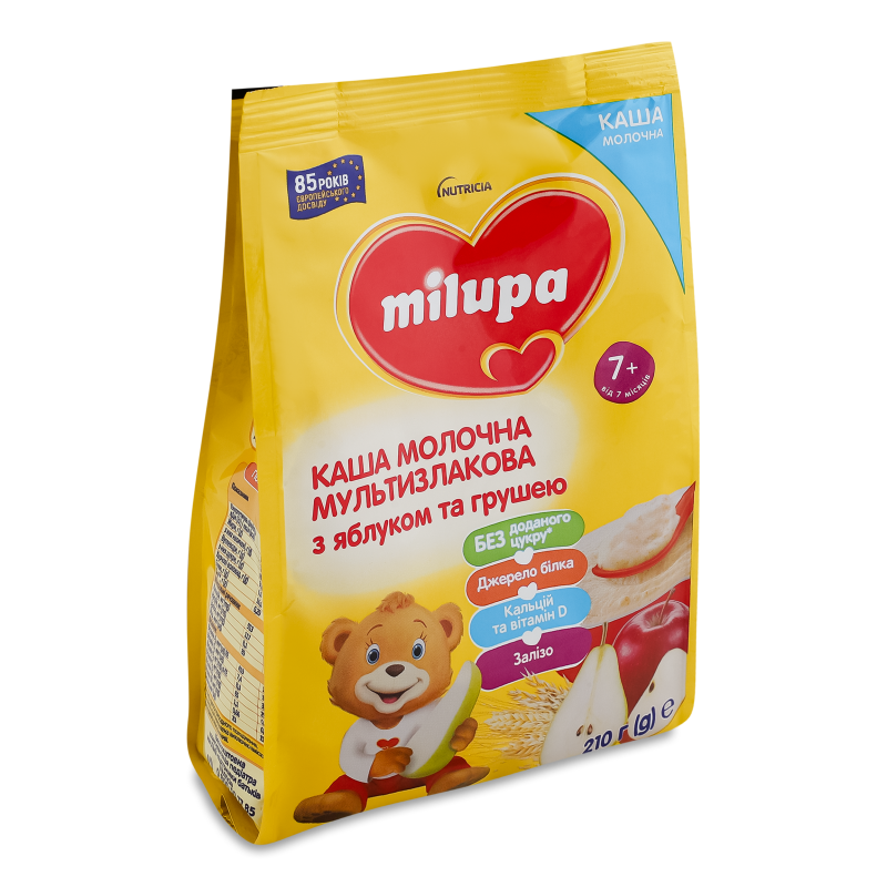 Каша молочна Мультизлакова з яблуком та грушею від 7місяців 210г Milupa