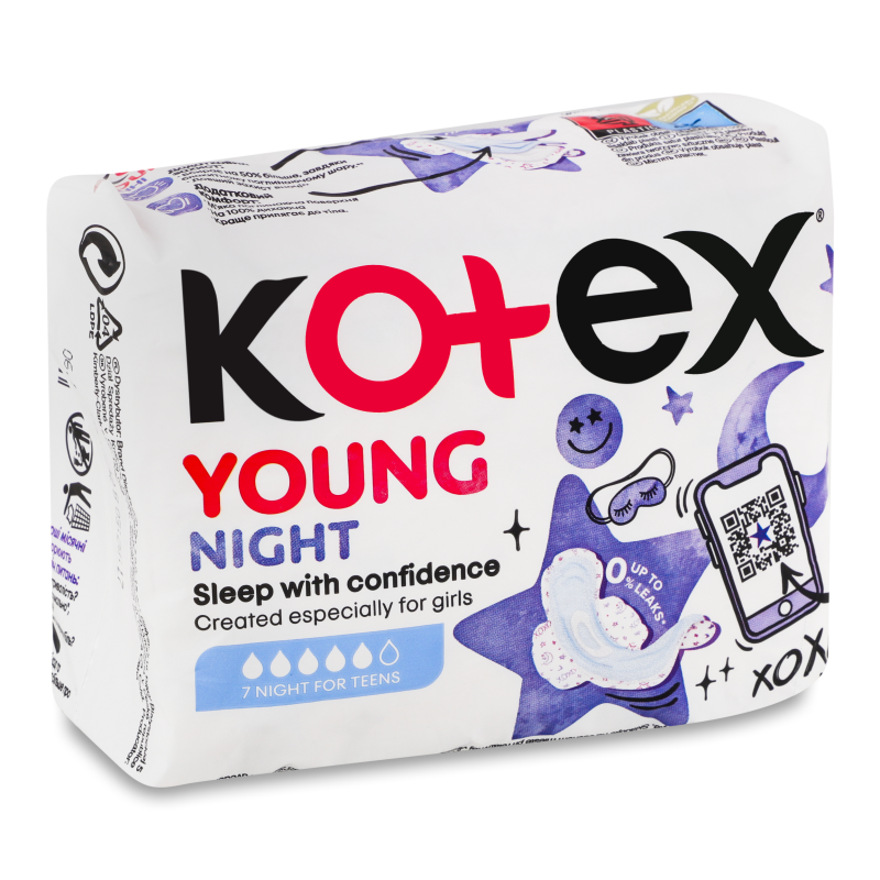 Прокладки гігієнічні Young нічні 7шт Kotex