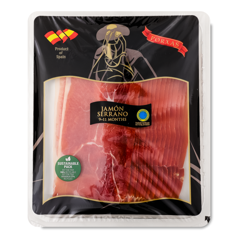 Хамон Серрано 9-11місяців нарізка 250г в/у Порксас