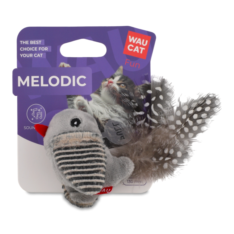 Іграшка д/котів Fun Melodic Пташка з звуковим чипом штучне хутро 13см WauCat