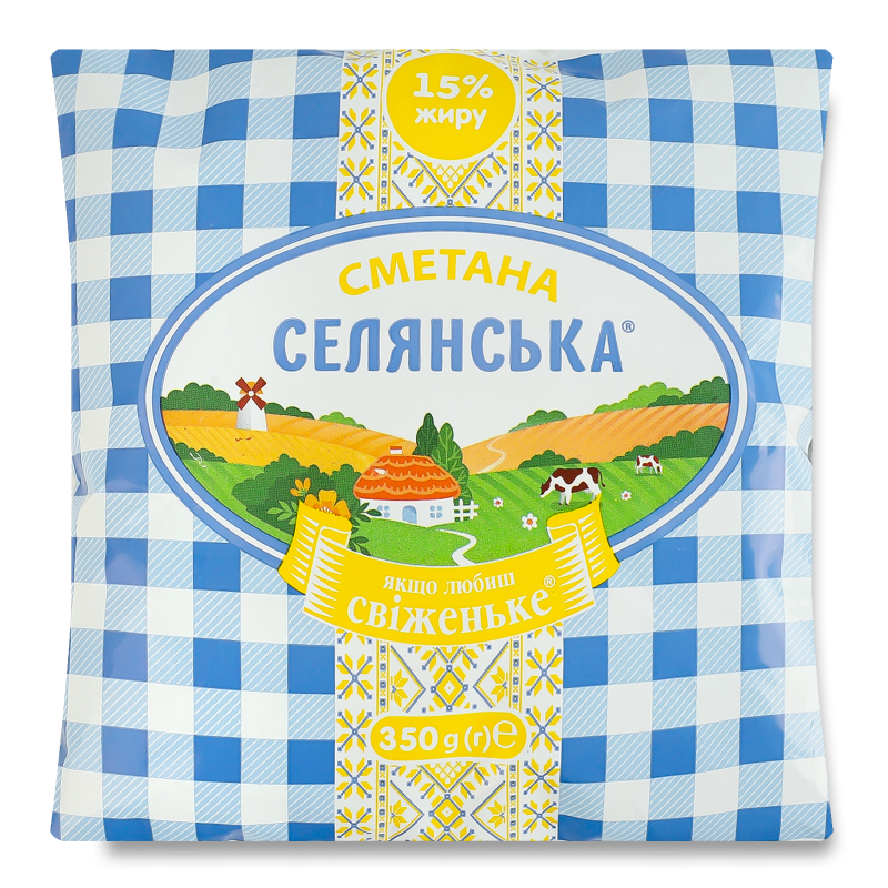 Сметана 15% 350г п/е Селянська