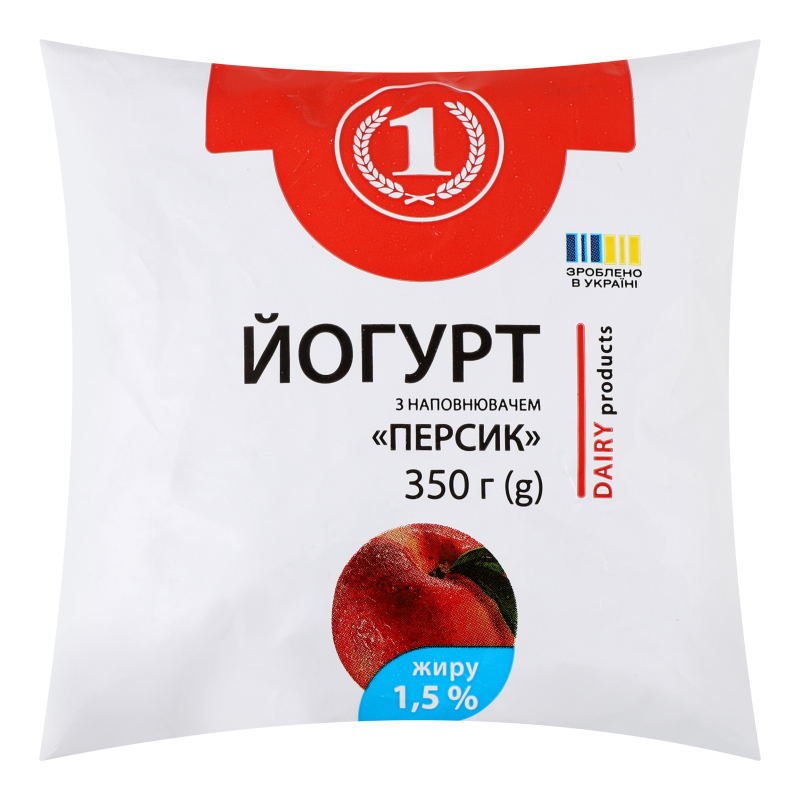 Йогурт 1.5% з наповнювачем Персик ТМ "1" м/у