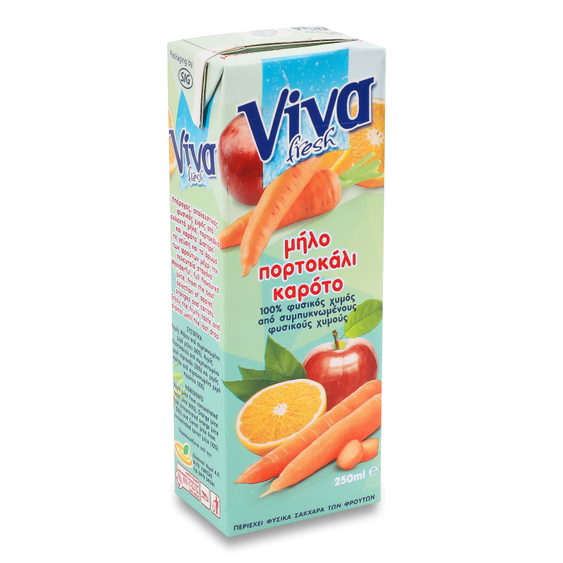 Сік Яблуко-апельсин-морква 100% 250мл т/п Viva Fresh