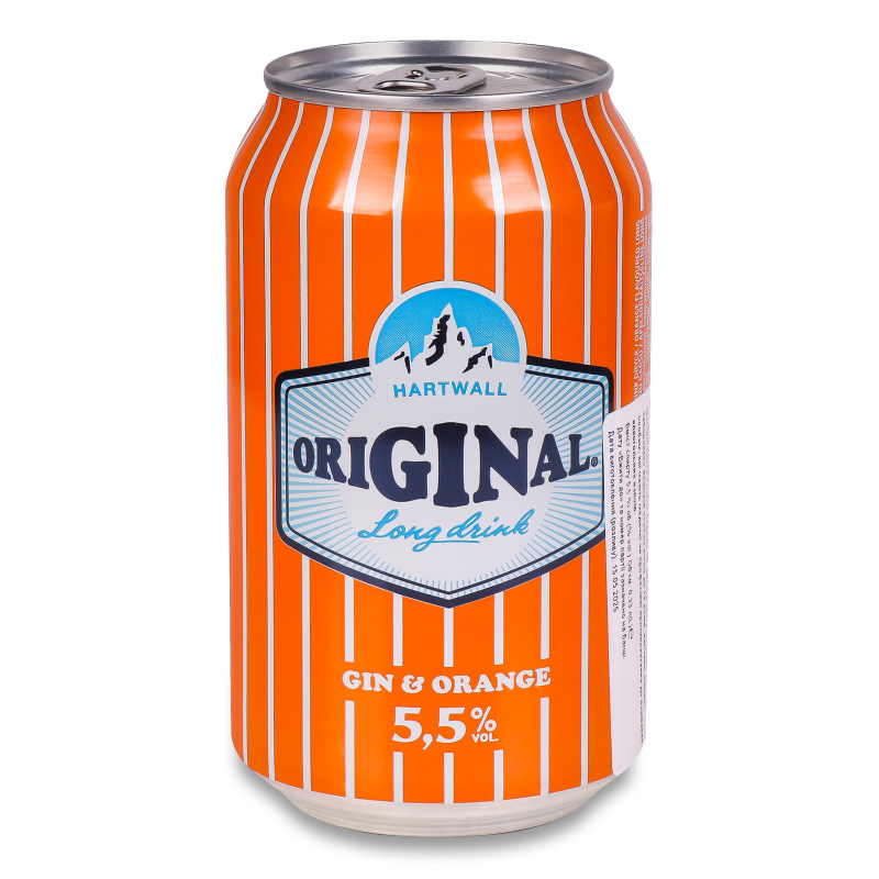 Коктейль слабоалкогольний Long Drink Gin&Orange газований 5,5% 0,33л ж/б Original