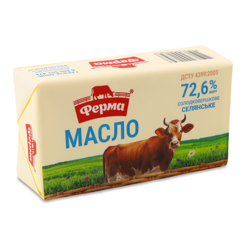 Масло Селянське солодковершкове 72,6% 400г Ферма