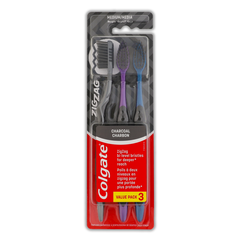 Щітка зубна Zig Zag Charcoal середня 3шт Colgate