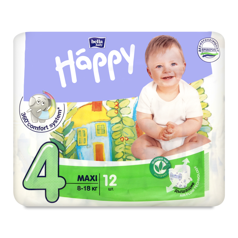 Підгузки Хеппі максі 8-18кг 12шт Белла Бебі
