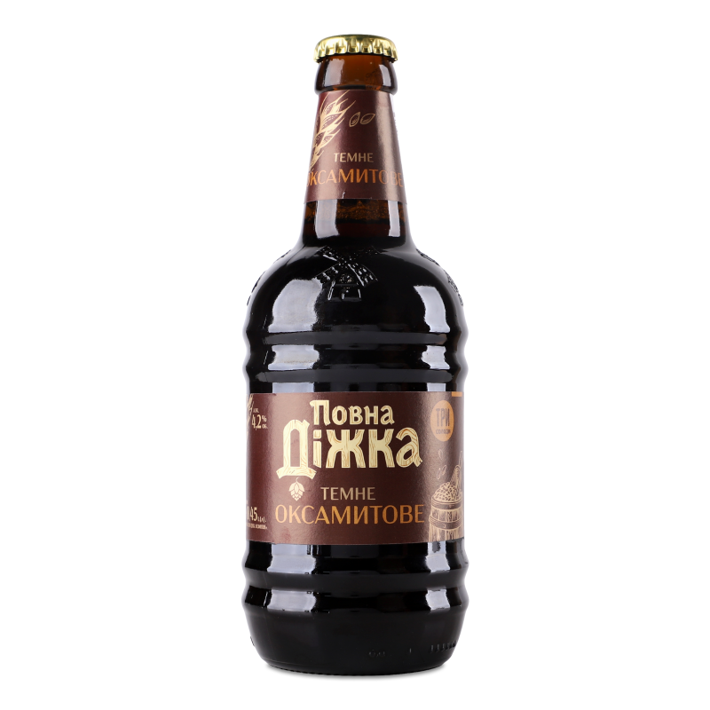 Пиво Оксамитове темне 4,2% 0,45л скло Повна Дiжка