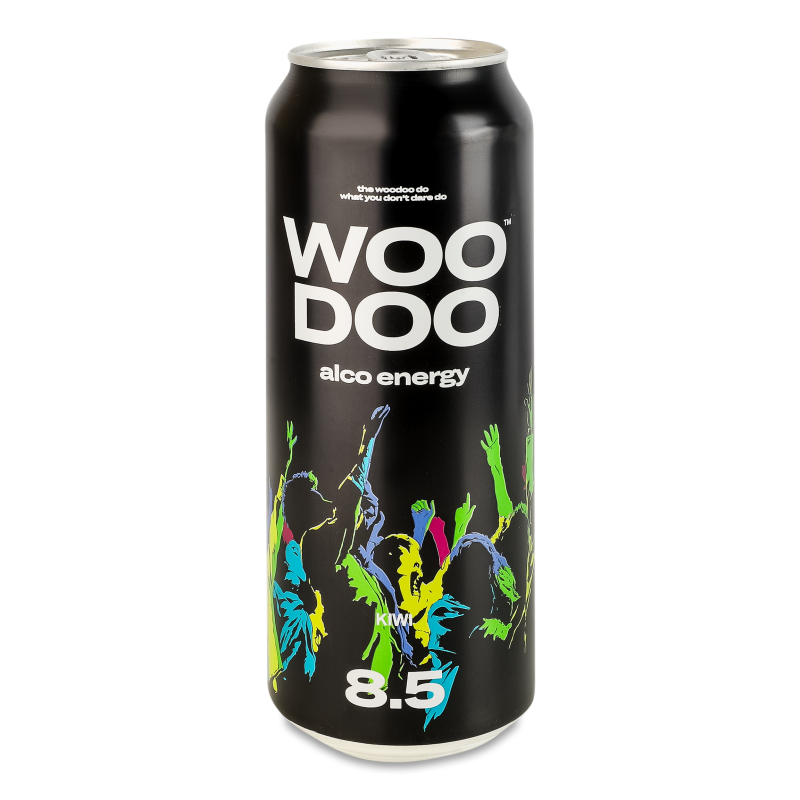 Напій енергетичний слабоалкогольний Kiwi сильногазований 8,5% 500мл ж/б Woo Doo