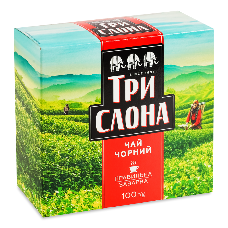 Чай чорний байховий листовий 100г Три слона