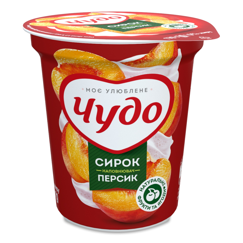 Сирок збитий з наповнювачем Персик 5% 170г стакан Чудо