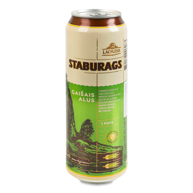 Пиво Staburags Gaisais світле 5,2% 0,568л ж/б Lacplesis
