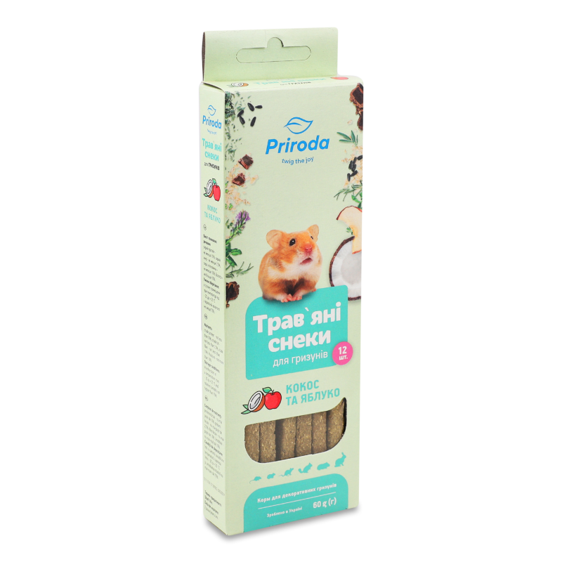 Ласощі д/гризунів Трав”яні снеки Кокос та яблуко 60г Природа