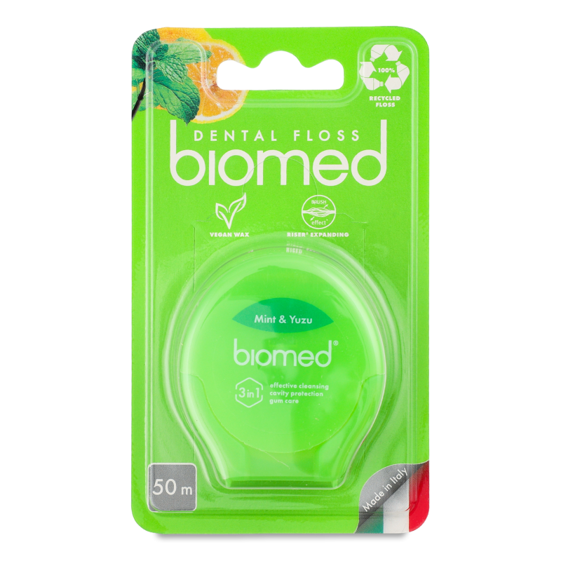 Нитка зубна з ароматом м’яти та юзу 50м Biomed