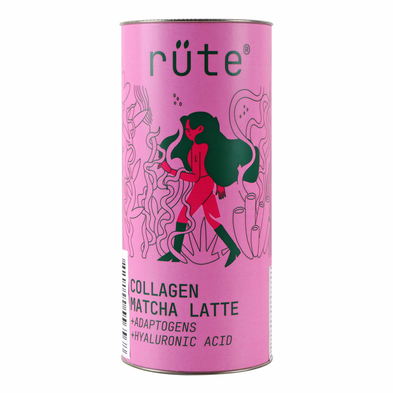 Суміш для приготування напоїв а основі рослинних компонентів Collagen matcha latte Rute тубус