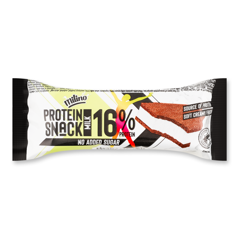 Снек какао-бісквітний Protein з вершково-протеїновим кремом 28г Milino