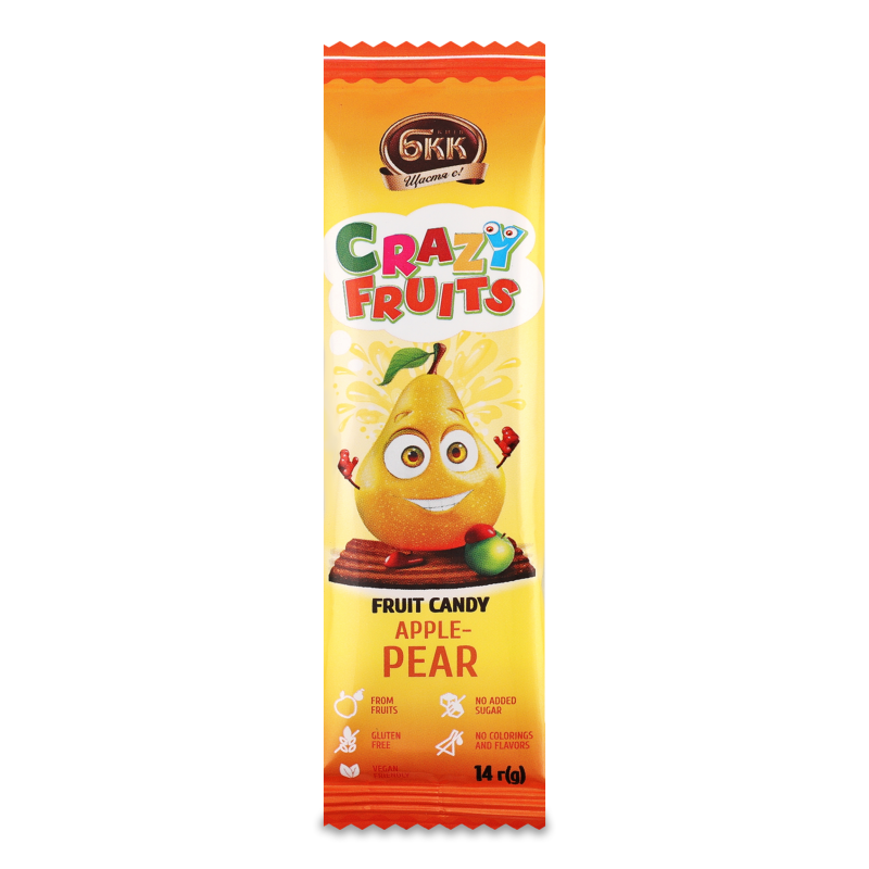 Цукерка фруктова Crazy fruits Яблуко-груша 14г БКК