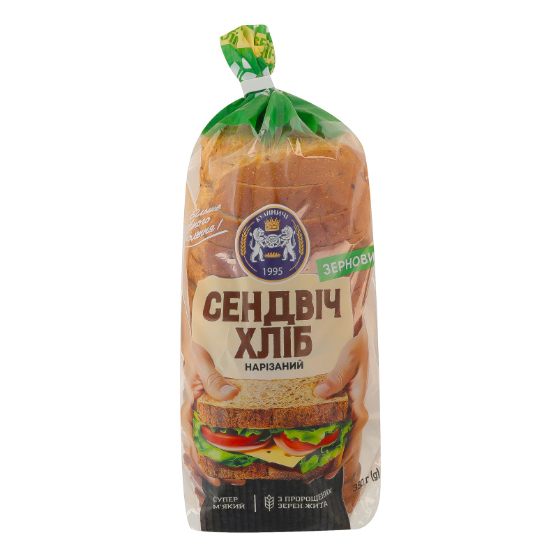 Хліб нарізний зерновий з пророщеним житом Сендвіч Кулиничі м/у