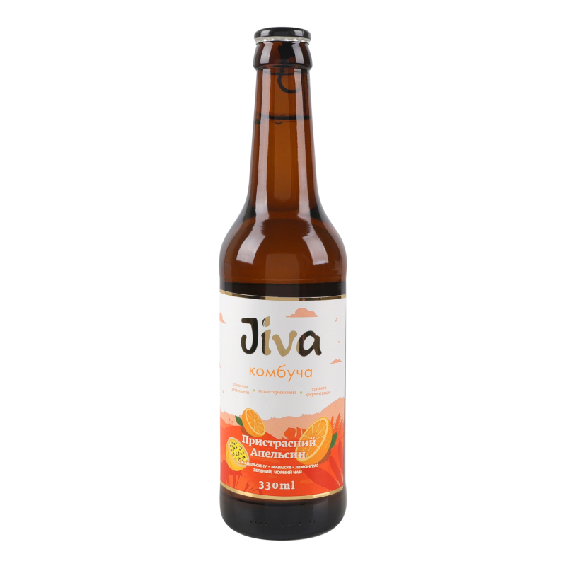 Напій безалкогольний слабогазований соковий Комбуча Пристрасний апельсин Jiva с/пл