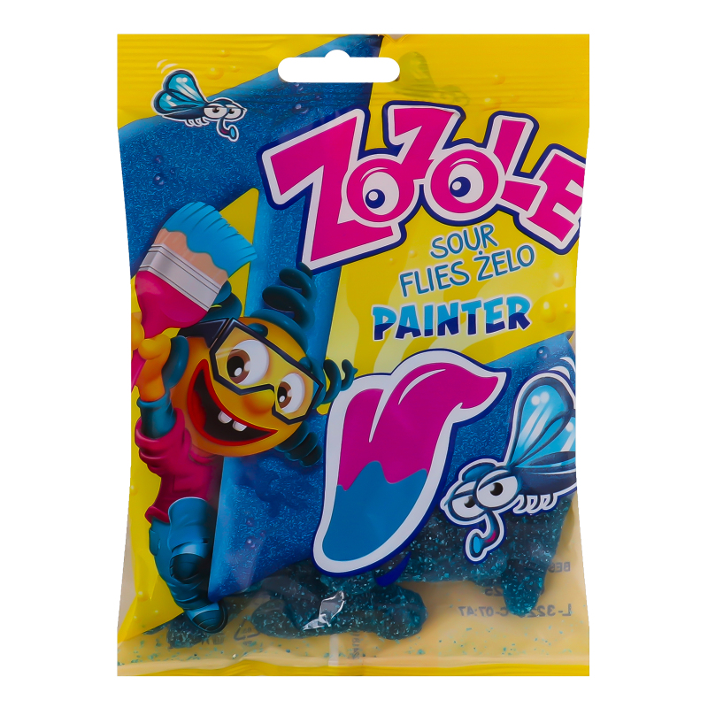 Цукерки желейні з малиновим смаком Painter Sour flies Zozole м/у