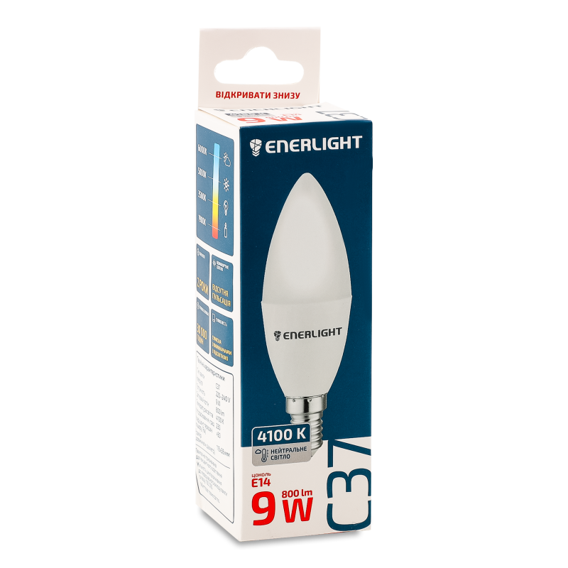 Лампа світлодіодна С37 9Вт 4100K E14 Enerlight