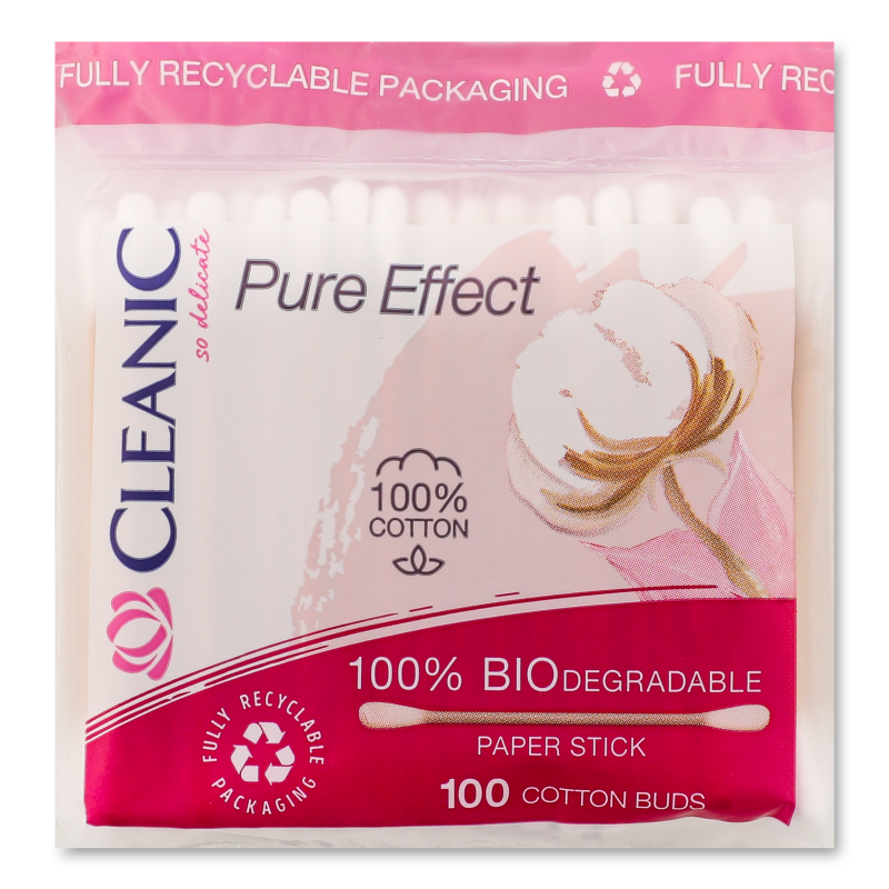 Палички ватні Пур Ефект 100шт п/е Клінік