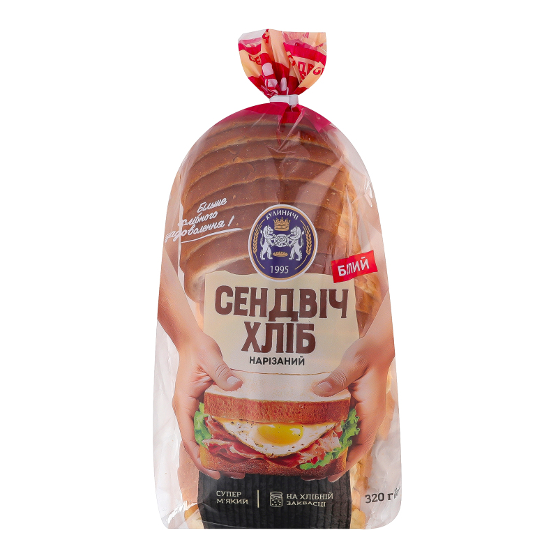 Хліб нарізний білий Сендвіч Кулиничі м/у