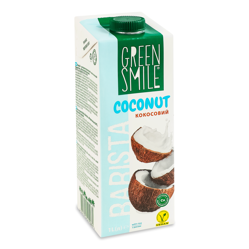 Напій рисово-кокосовий Barista збагачений кальцієм ультрапастеризований 1л т/брік Green Smile