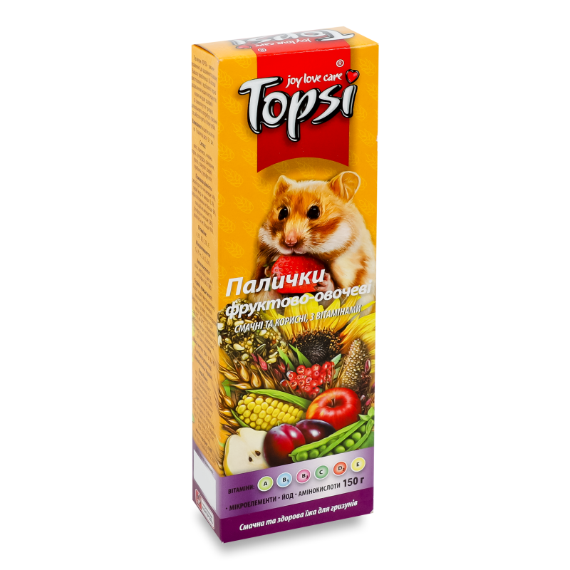 Палички д/гризунів фруктово-овочеві 100г Топсі