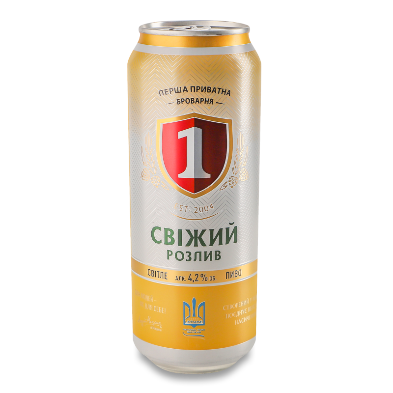 Пиво Свіжий розлив світле 4,2% 0,5л ж/б Перша приватна броварня