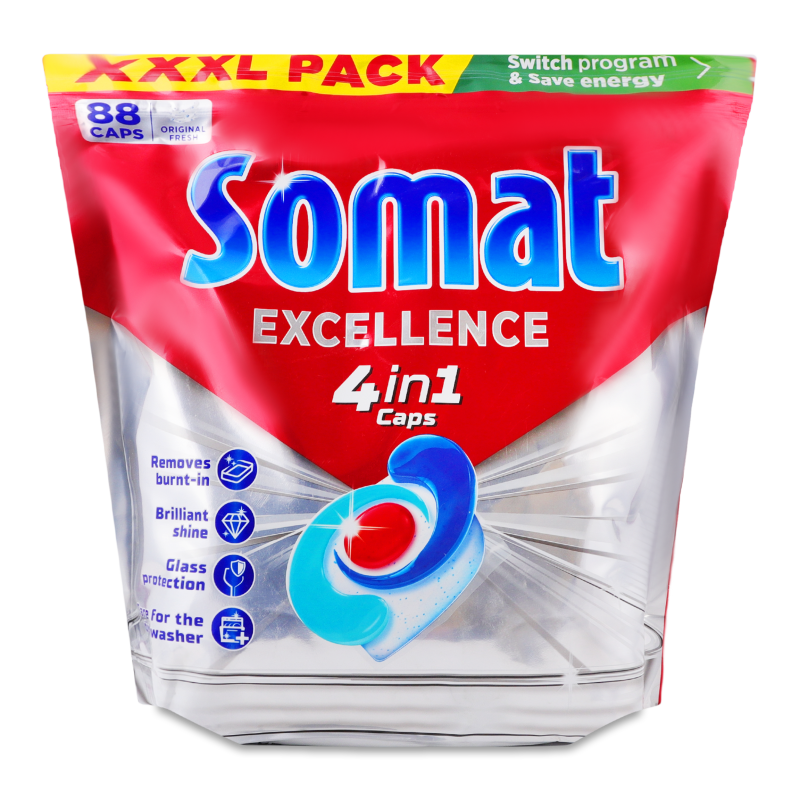 Засіб д/миття посуду в посудомийних машинах Excellence 4в1 88*18,1г капсули Somat