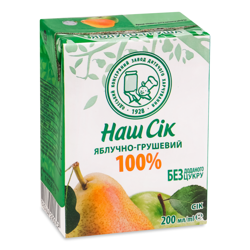 Сік яблучно-грушевий 0,2л т/п Наш сік