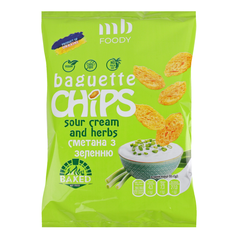 Багет пшеничний Сметана з зеленню Chips MB Foody м/у