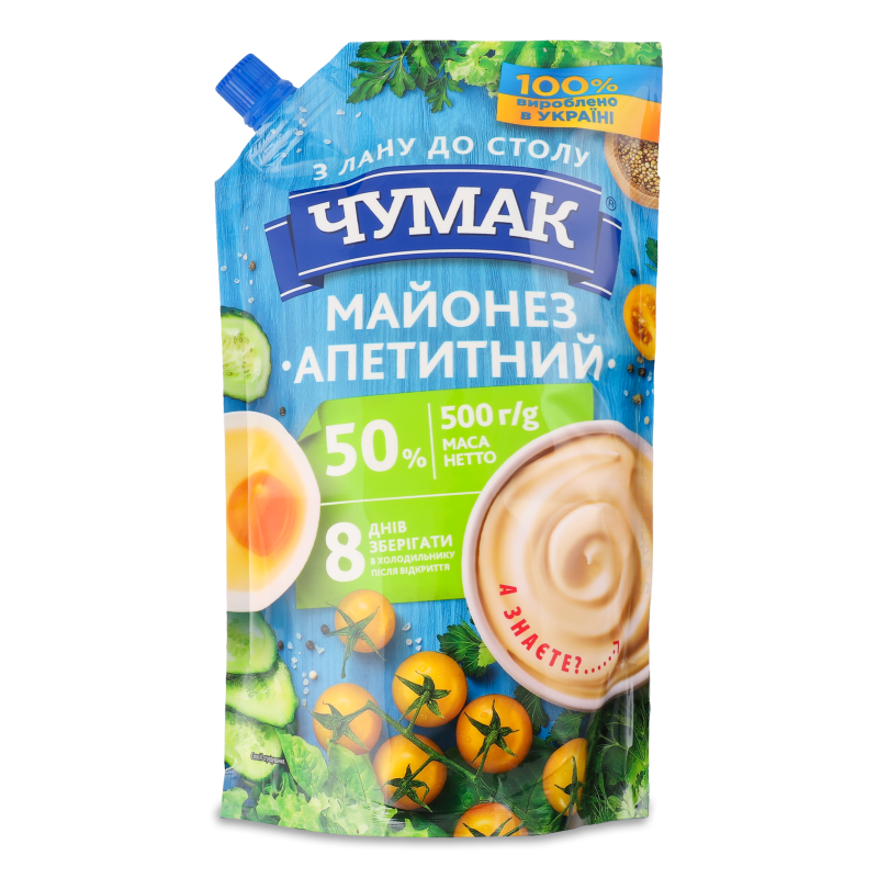 Майонез Апетитний 50% 500г д/п Чумак