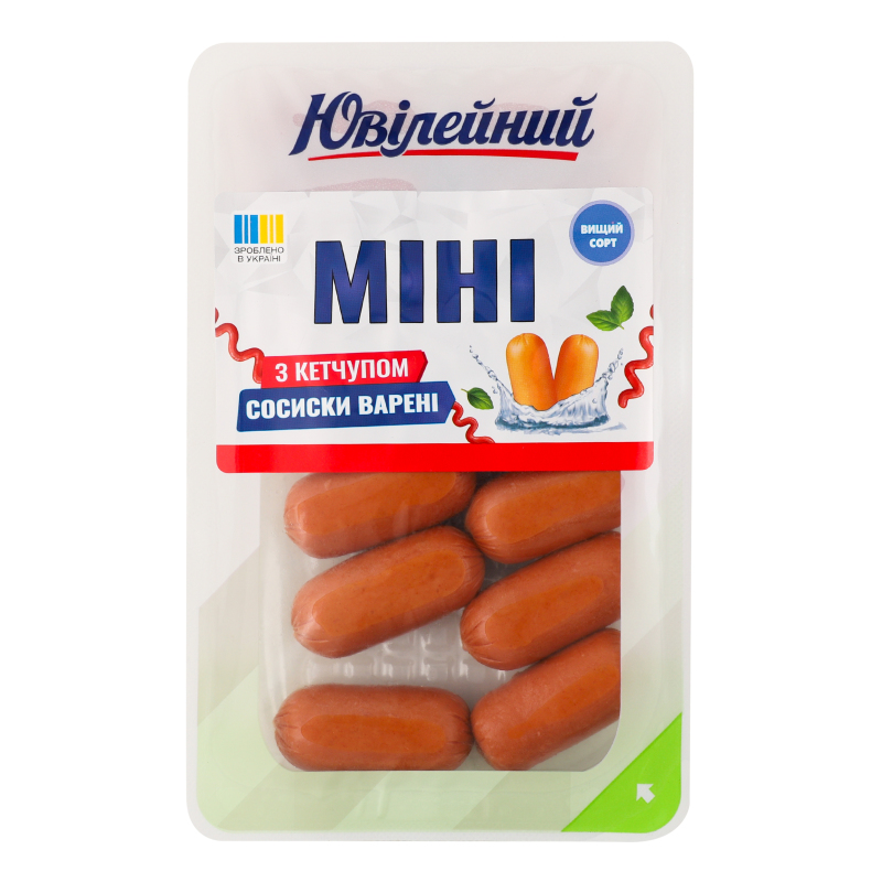 Сосиски варені Міні з кетчупом Ювілейний в/с лоток