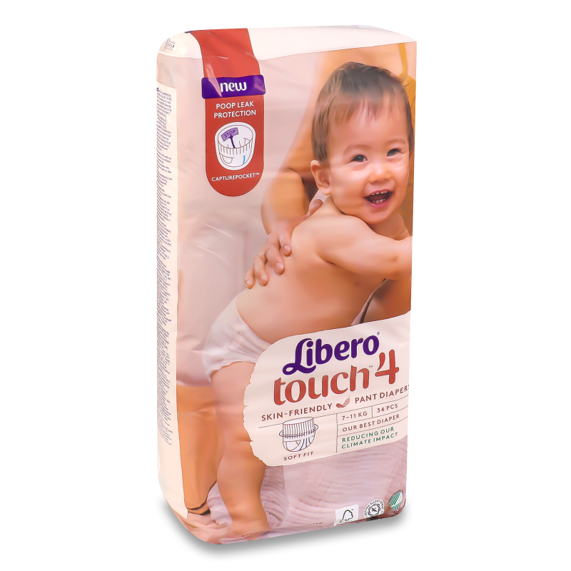 Підгузники-трусики Тач 4 7-11кг 34шт Ліберо