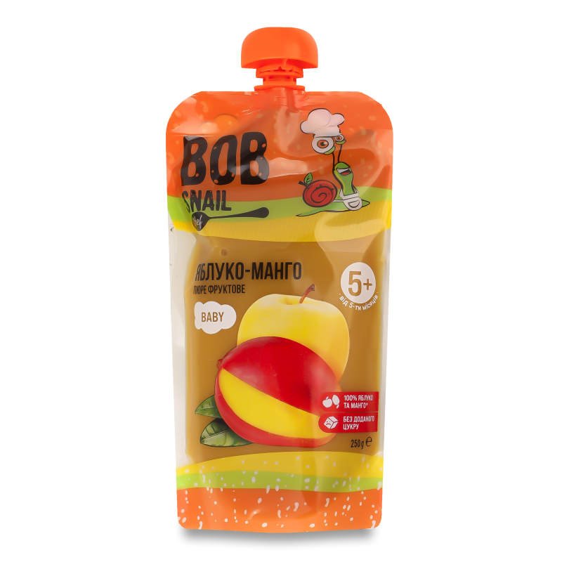 Пюре фруктове Яблуко-манго від 5місяців 250г пауч Bob Snail