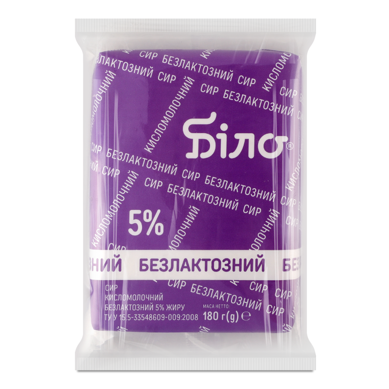 Сир кисломолочний безлактозний 5% 180г еколін Біло