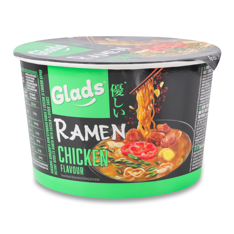 Локшина швидкого приготування Ramen з соусом з смаком курки 105г стакан Glads