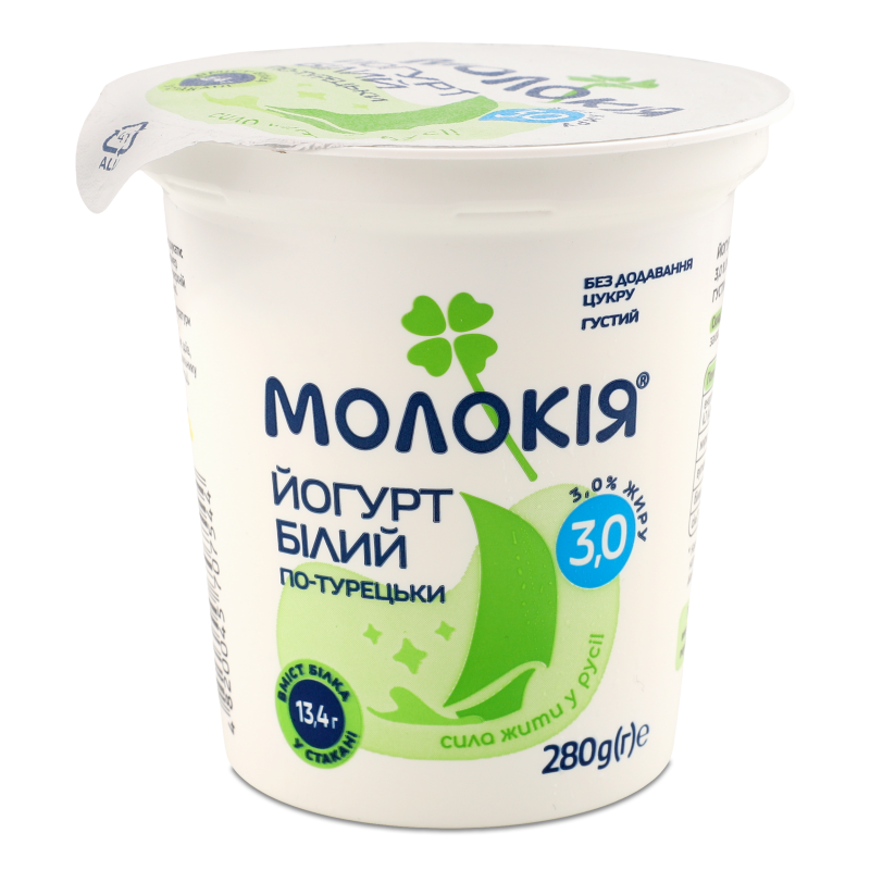 Йогурт Білий По-турецьки 3% 280г стакан Молокія