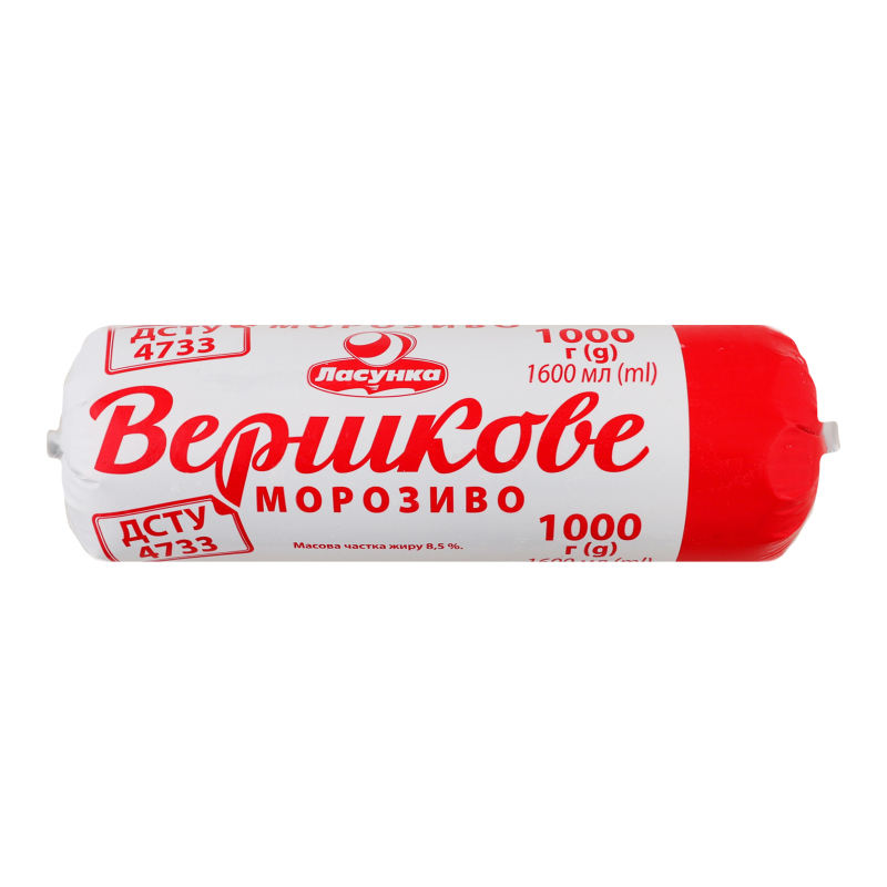 Морозиво 8.5% Вершкове Ласунка м/у 1кг Ласунка(4820193557824