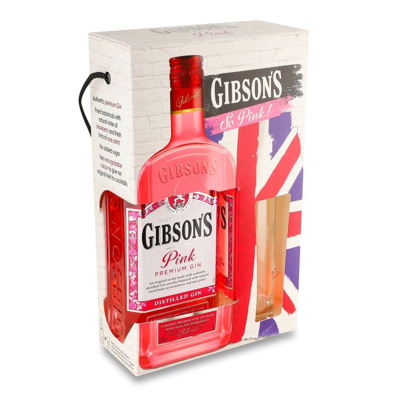 Набір Джин Pink 37,5% 0,7л+Бокал коробка Gibson’s