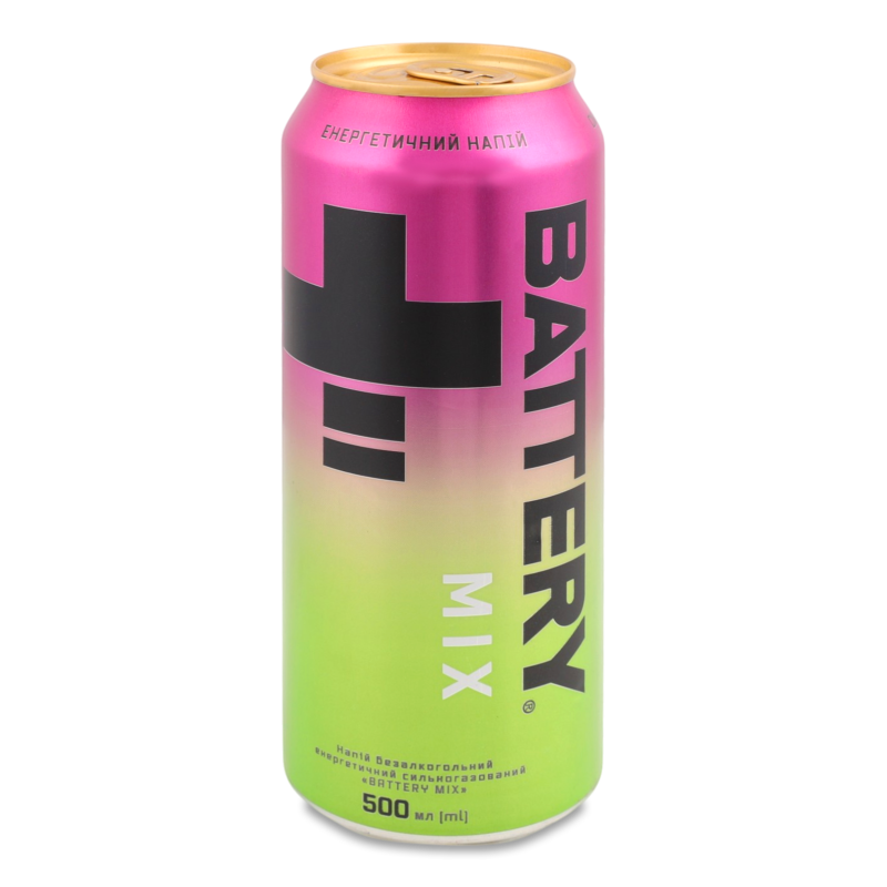 Напій енергетичний безалкогольний Mix сильногазований 0,5л ж/б Battery