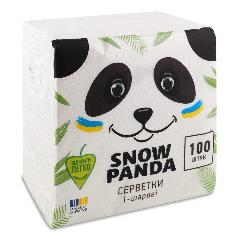 Серветки паперові білі 1шар 33*33см 100шт Snow Panda