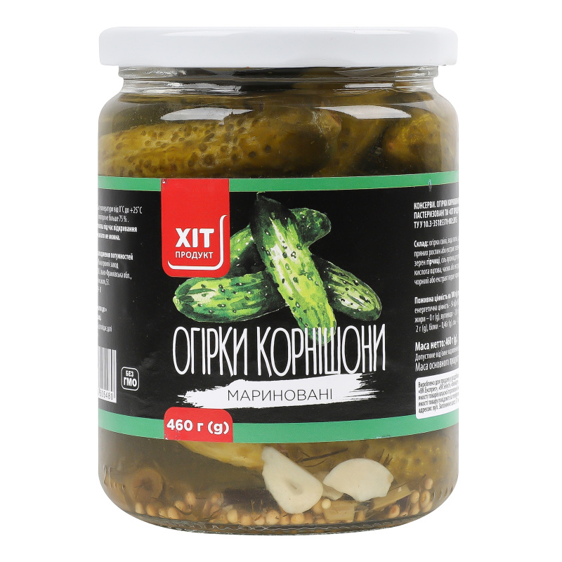 Корнішони консервовані мариновані Хіт продукт с/б